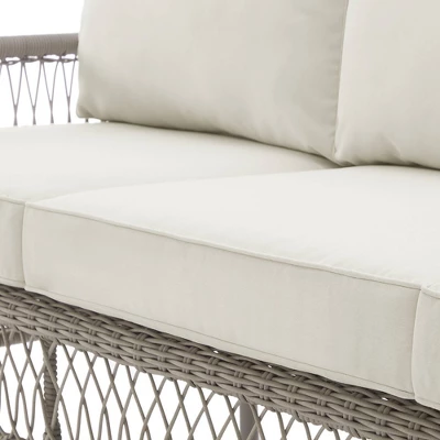Thatcher Outdoor Steel Sofa Creme/Driftwood - Crosley - Image 8