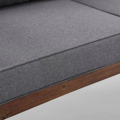 Saybrook Modern Metal And Wood Patio Loveseat - Gray/Dark Brown - Saracina Home - Image 8