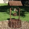 Sunnydaze Decor Sunnydaze Outdoor Fir Wood Wishing Well Garden Planter With Hanging Flower Bucket For Garden Or Yard - 45" H - Brown