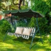 Costway 3 Seats Patio Backyard Canopy Steel Frame Swing Glider Hammock Cushioned