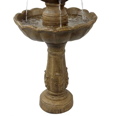 Sunnydaze Decor Sunnydaze 38"H Electric Resin 2-Tier Blooming Flower Outdoor Water Feature - Image 3