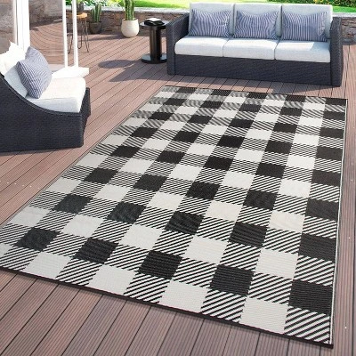 World Rug Gallery Buffalo Plaid Reversible Plastic Outdoor Rugs