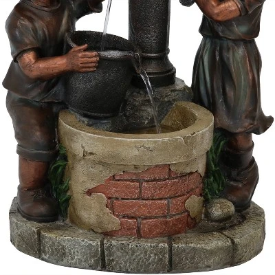 Sunnydaze Decor Sunnydaze 24"H Electric Polyresin Jack And Jill At Farmhouse Pump And Well Outdoor Water Fountain - Image 6