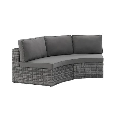 Catalina Wicker Round Sectional Sofa - Gray - Crosley - Image 10