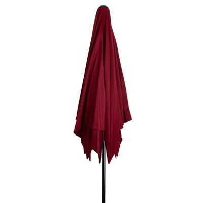 Northlight 8.85ft Outdoor Patio Lotus Umbrella With Hand Crank, Burgundy - Image 4