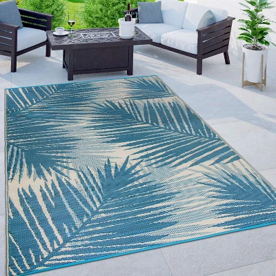 World Rug Gallery Tropical Floral Reversible Plastic Outdoor Rugs - Image 6