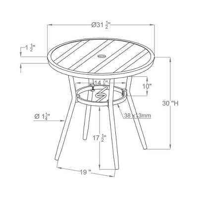 3pc Arna Patio Set With 32" Round Dining Table - MiBasics - Image 7