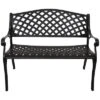 Sunnydaze Decor Sunnydaze 2-Person Checkered Design Cast Aluminum Outdoor Patio Bench, Black