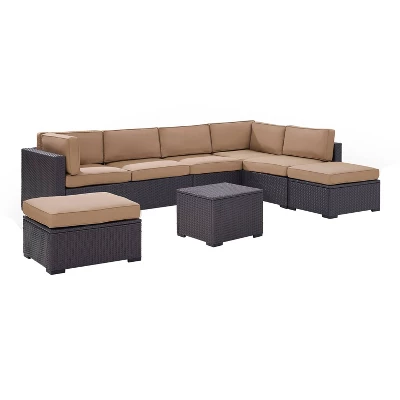 Biscayne 6pc Outdoor Wicker Sectional Set - Mocha - Crosley - Image 2