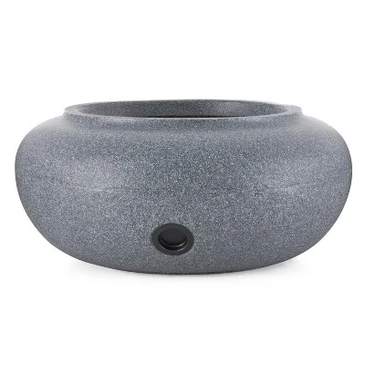 HC Companies Versatile 21 Inch Round Natural Decorative Plastic Outdoor Garden Hose Storage Pot With Side Hole For Faucet Connection - Image 2
