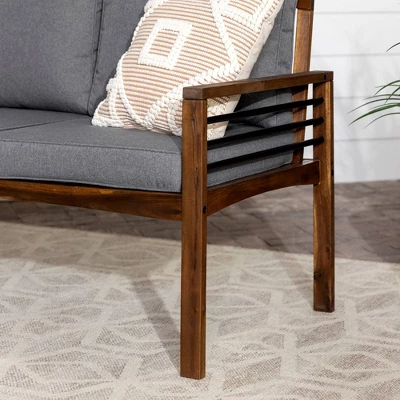 Saybrook Modern Metal And Wood Patio Loveseat - Gray/Dark Brown - Saracina Home - Image 6