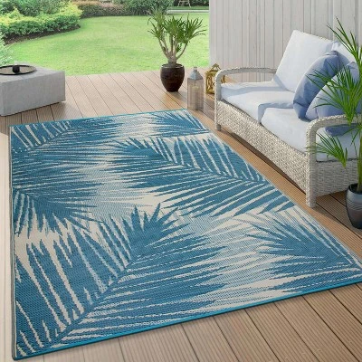 World Rug Gallery Tropical Floral Reversible Plastic Outdoor Rugs - Image 8