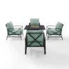 Kaplan 5pc Outdoor Conversation Set With Dante Fire Table & 4 Arm Chairs - Mist - Crosley