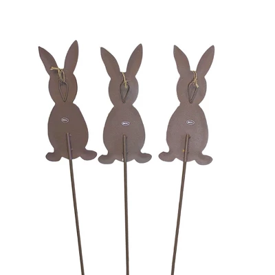 Round Top Collection Fenced Bunny Trio Stakes - Set Of Three Stakes 16.0 Inches - Easter Rabbit Yard Decor - E22030 - Metal - Multicolored - Image 2
