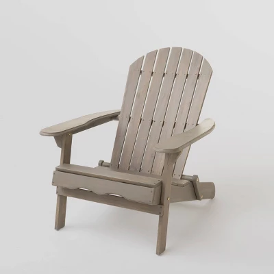 Maison 5pc Acacia Wood And Light Weight Concrete Adirondack Chair And Fire Pit Set - Gray - Christopher Knight Home - Image 2