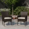 Merrick Lane Patio Chairs With Fade And Weather Resistant Wicker Wrapped Powder Coated Steel Frames & Cushions-Set Of 2