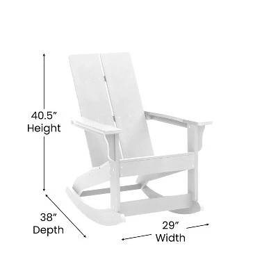 Merrick Lane Wellington 3 Piece Patio Furniture Set Includes All-Weather UV Treated Adirondack Rocking Chairs And Side Table - Image 5