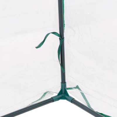 Sunnydaze Decor Sunnydaze Outdoor Portable Slanted Top Plant Shelter Mini Cloche Greenhouse With Zipper Doors - Clear - Image 4