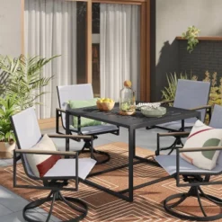 Henning 4 Person Rectangle Patio Dining Table - Black - Project 62â„¢