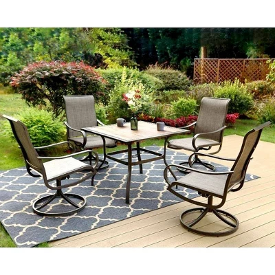37"x37" Square Patio Dining Table With Umbrella Hole - Captiva Designs - Image 6