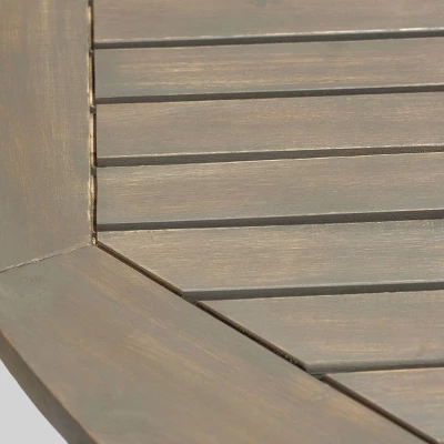 Avoca 5pc Acacia Wood And Wicker Dining Set - Gray - Christopher Knight Home - Image 5