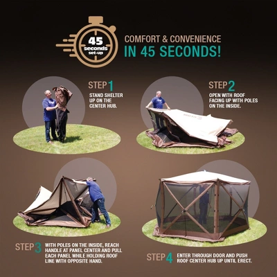 Clam Quick-Set Venture Portable Pop Up Sided Camping Gazebo Screen Tent With Ground Stakes And Carry Bag - Image 4