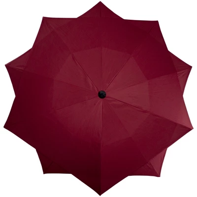 Northlight 8.85ft Outdoor Patio Lotus Umbrella With Hand Crank, Burgundy - Image 2