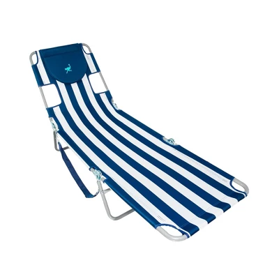 Camco Ostrich Chaise Beach Chair And Backpack Chaise Poolside Lounge Chair With 4 Adjustable Chair Positions And Carrying Straps, Navy Stripes - Image 3