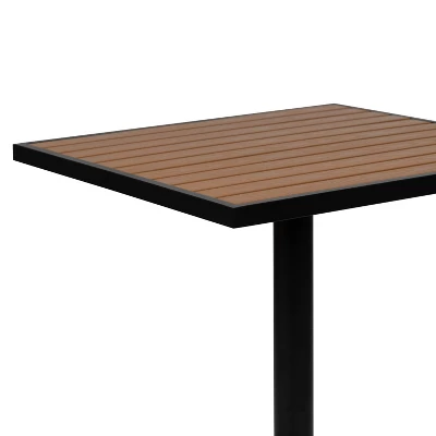 Emma And Oliver Outdoor Faux Teak Dining Table With Poly Slats - Square Patio Table - Image 4