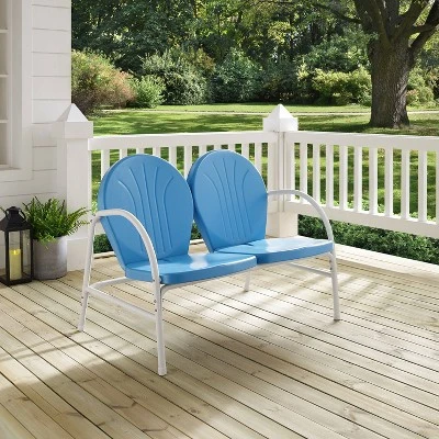 Griffith Outdoor Loveseat - Sky Blue - Crosley - Image 3
