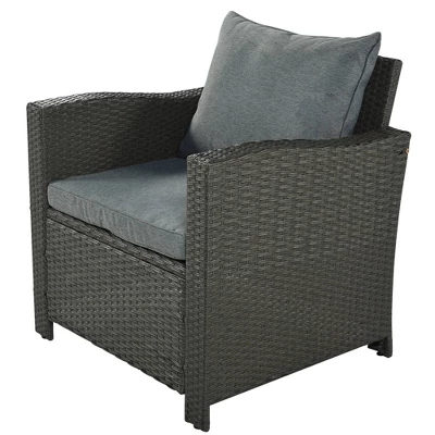 6pc Outdoor Set With Loveseats, Sofa, Chair, Bench & Coffee Table - Gray - GODEER - Image 8