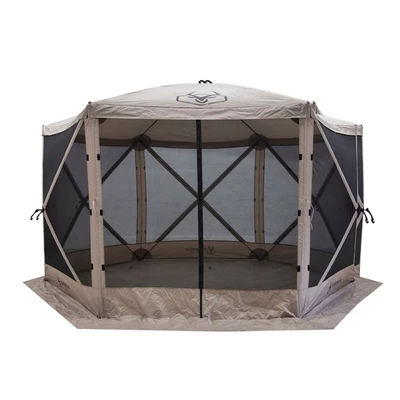 Gazelle Tents G6 12ft X 12ft 6 Sided Pop Up Portable 8 Person Gazebo, Desert Sand And Portable Gazebo Screen Tent Wind Panels, Desert Sand (3 Pack) - Image 3