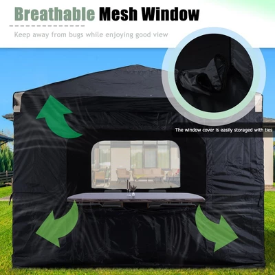 Aoodor 10' X 10' Pop Up Canopy Tent With Removable Mesh Window Sidewalls, Portable Instant Shade Canopy With Roller Bag - Image 4