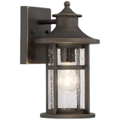 Minka Lavery Modern Outdoor Wall Light Fixture Oil Rubbed Bronze 11 3/4" Seeded Glass For Post Exterior Barn Deck Porch Yard Patio