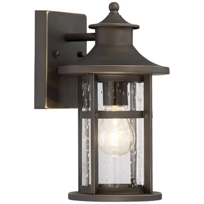 Minka Lavery Modern Outdoor Wall Light Fixture Oil Rubbed Bronze 11 3/4" Seeded Glass For Post Exterior Barn Deck Porch Yard Patio