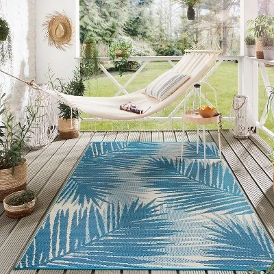 World Rug Gallery Tropical Floral Reversible Plastic Outdoor Rugs - Image 7