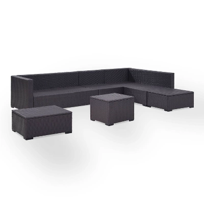 Biscayne 6pc Outdoor Wicker Sectional Set - Mocha - Crosley - Image 7