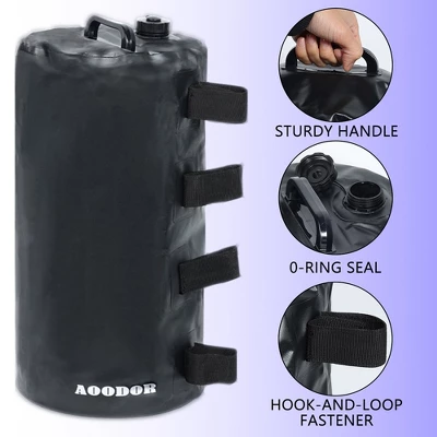 Aoodor Canopy Weights Bag Water Fillable, 176 Lbs Tent Weights Set Of 4 - Black - Image 3