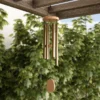 Nature Spring 28" Metal And Wood Wind Chimes With Soothing Tone For Garden, Patio, Or Home - Gold