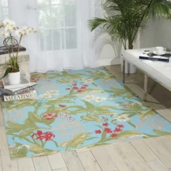 Waverly Un & Shade "Wailea Coast" Aqua Indoor/Outdoor Area Rug By Nourison