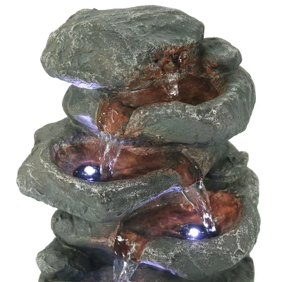 Sunnydaze Decor Sunnydaze Indoor Home Decorative Relaxing Stacked Rocks Tabletop Water Fountain With LED Lights - 10" - Image 3