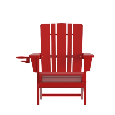 Flash Furniture Halifax Adirondack Chair With Cup Holder, Weather Resistant HDPE Adirondack Chair - Image 10