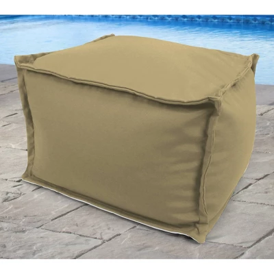 23" X 25" X 17" Outdoor Bean Filled Pouf/Ottoman In Sunbrella Canvas Heather Beige - Jordan Manufacturing - Image 2