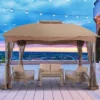 10' X 10' Outdoor Garden Gazebo With Skirts Tent Canopy Beige - Captiva Designs