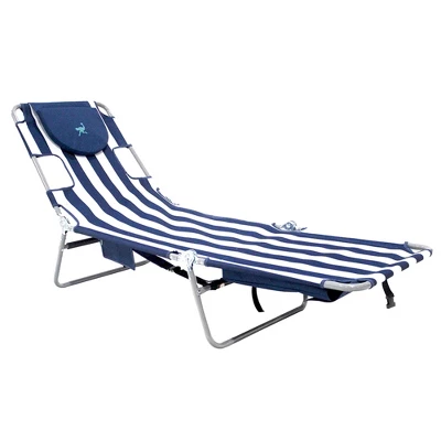 Camco Ostrich Chaise Beach Chair And Backpack Chaise Poolside Lounge Chair With 4 Adjustable Chair Positions And Carrying Straps, Navy Stripes - Image 2