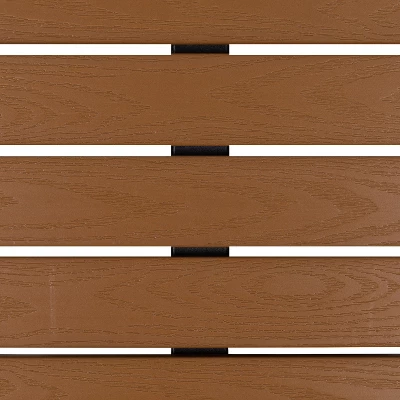 Emma And Oliver Outdoor Faux Teak Dining Table With Poly Slats - Square Patio Table - Image 7