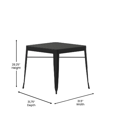 Flash Furniture All-Weather Resin Top Square Table & 4 Metal Chairs With Poly Resin Seats-Black - Image 7