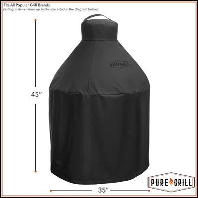 Pure Grill 27-Inch Ceramic Grill Cover For All Large Kamado Charcoal BBQ Grill Brands, Universal Fit Cover - 35" Dia X 45" H - Image 5