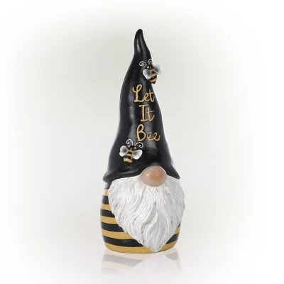 12" Polyresin "Let It Bee" Indoor/Outdoor Garden Gnome Statue Black/Yellow - Alpine Corporation - Image 3