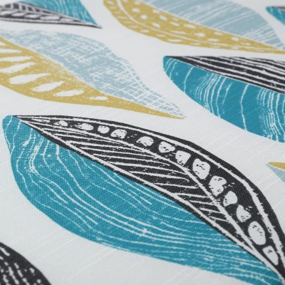 Set Of 2 Leaf Block Outdoor/Indoor Squared Corners Seat Cushions Teal/Citron - Pillow Perfect - Image 3